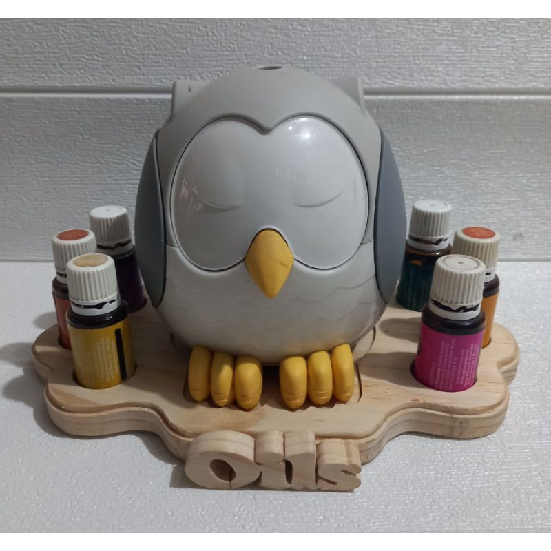 Nampan/Rak kayu esensial oil owl 6 hole