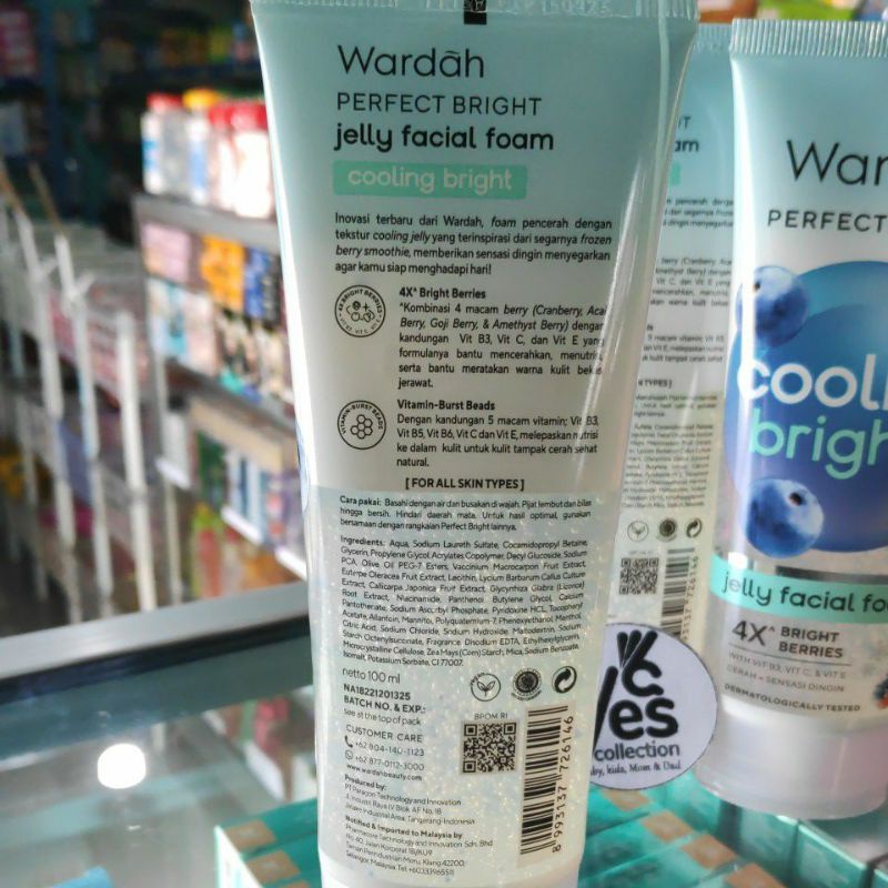 Wardah Perfect Bright Cooling Bright 100ml Jelly Facial Foam 4x Bright Berries Sabun Cuci muka Wajah Jel Gel ForbAll Skin Types