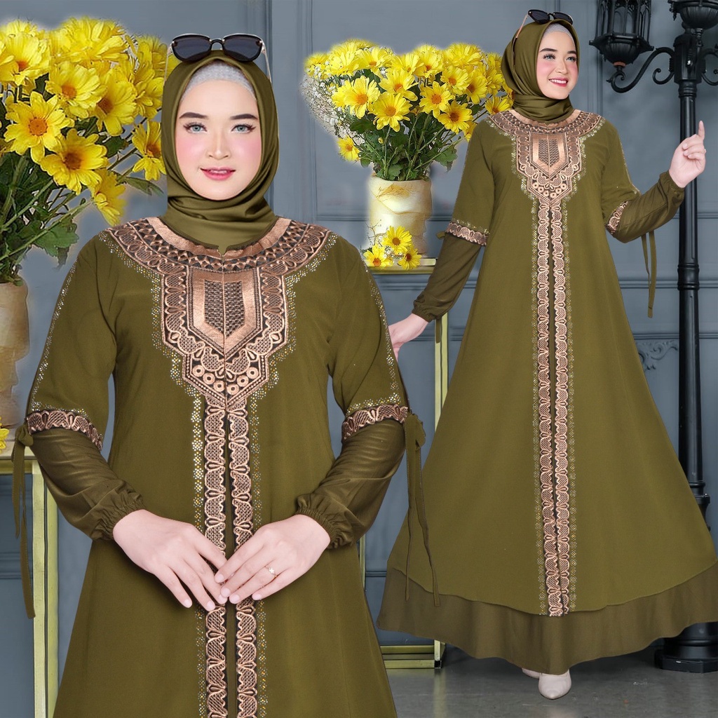 GAMIS Abaya turky terbaru / abaya olive turki mewah / dres kondangan simple mewah  / daffi_fashion