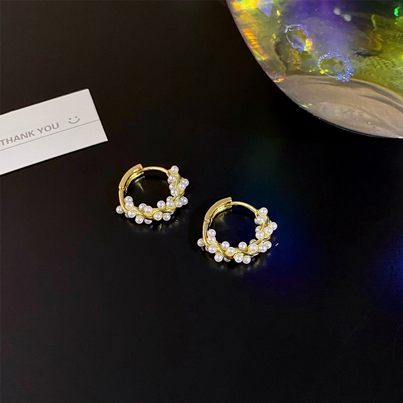 Mutiara Buatan Elegan Luka Logam Twist Hoop Earrings Baru Fashion Perhiasan Pesta Aksesoris Manis Untuk Wanita Gadis Hadiah