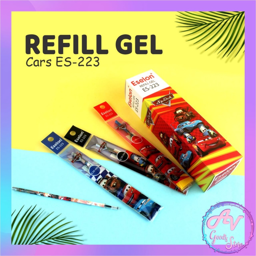 

Refill Pen Gel CARS ES-223 (20pcs) / Isi Ulang Pulpen Gel Karakter / Refill Gel Ballpoint Eselon