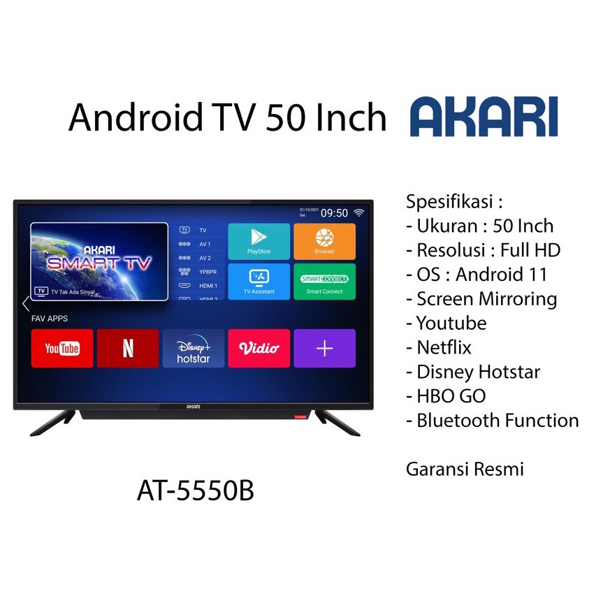 LED TV AKARI AT-5550B Smart Android Digital TV 50 Inc