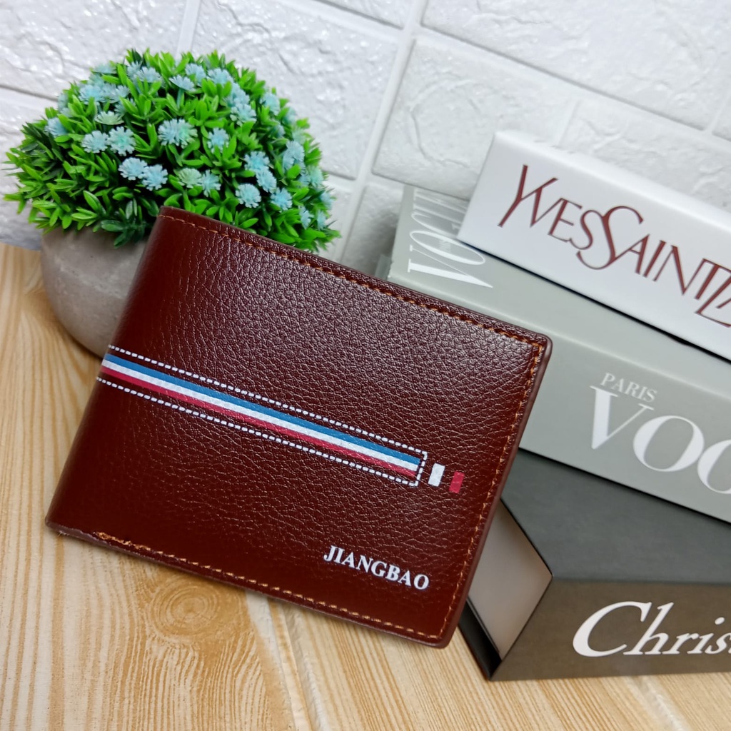 Dompet Lipat Pria Korea Fashion Style Kasual Motif Multifungsi Dompet Pendek Cowok Men Wallet PU Satu7an D97