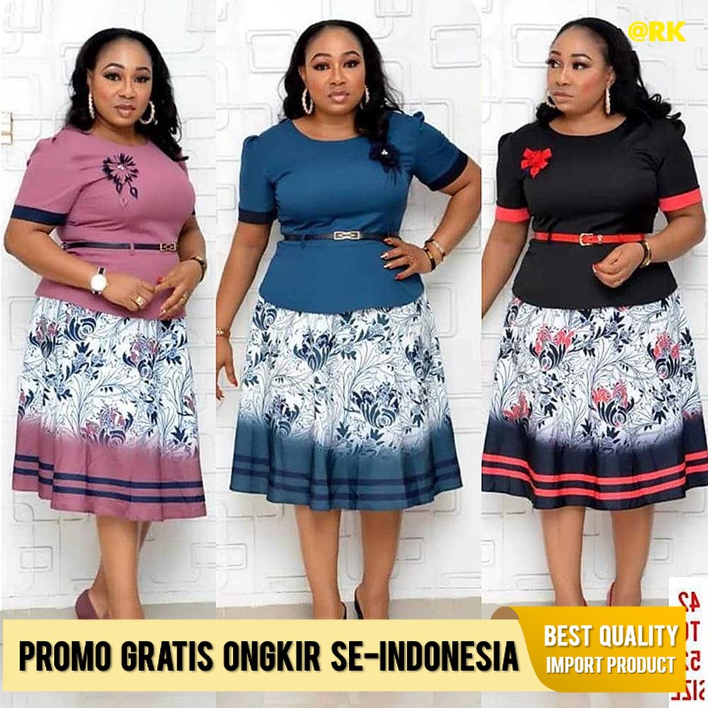 Dress Cewek Wanita Afrika  Plus UK Gaun cetak Gaun 2XL- 6XL Import Berkualitas