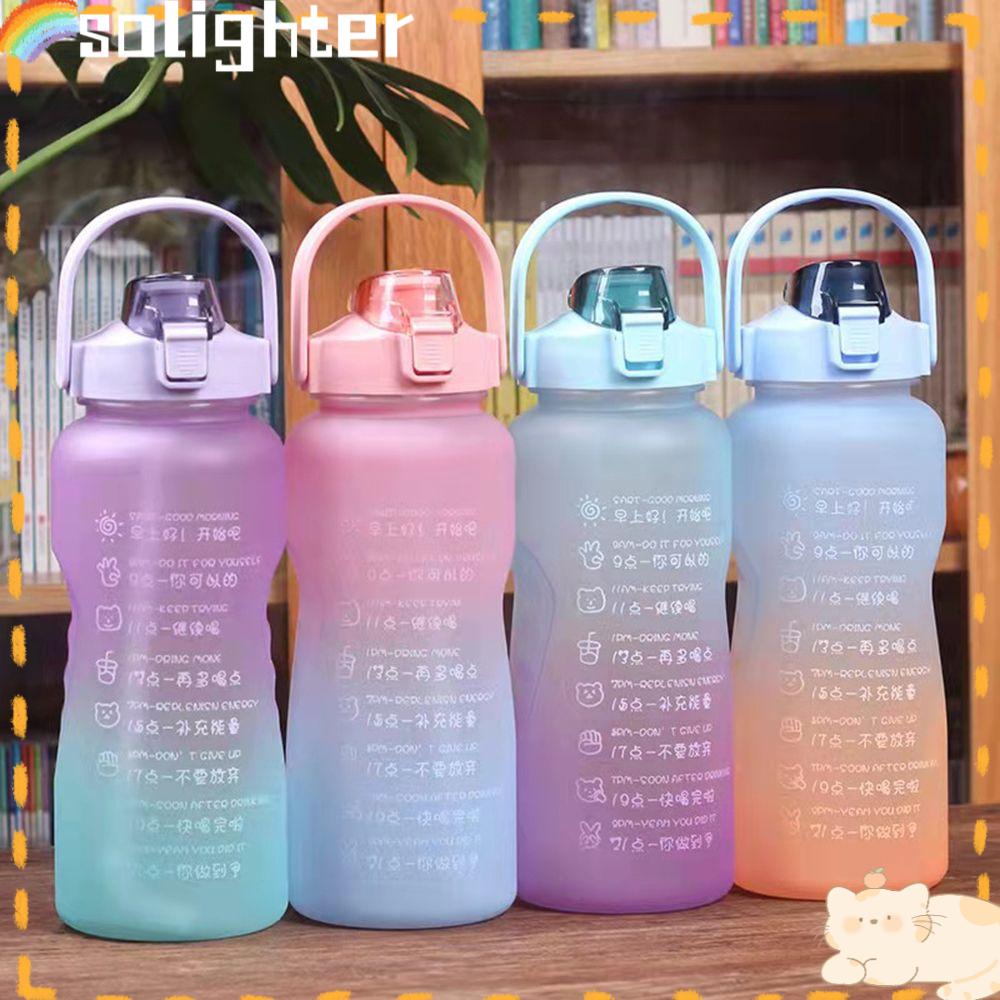 Solighter 2000ml Botol Air Portable Plastik Travel Camping Kapasitas Besar Minum Kendi Fitness Gradient