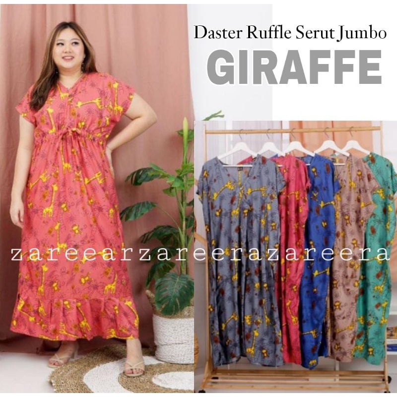 DASTER WRAPDRESS RUFFLE SERUT JUMBO GIRAFFE/DRESS PANJANG REMPEL SUPER JUMBO/DASTER KERUT TALI PINGG