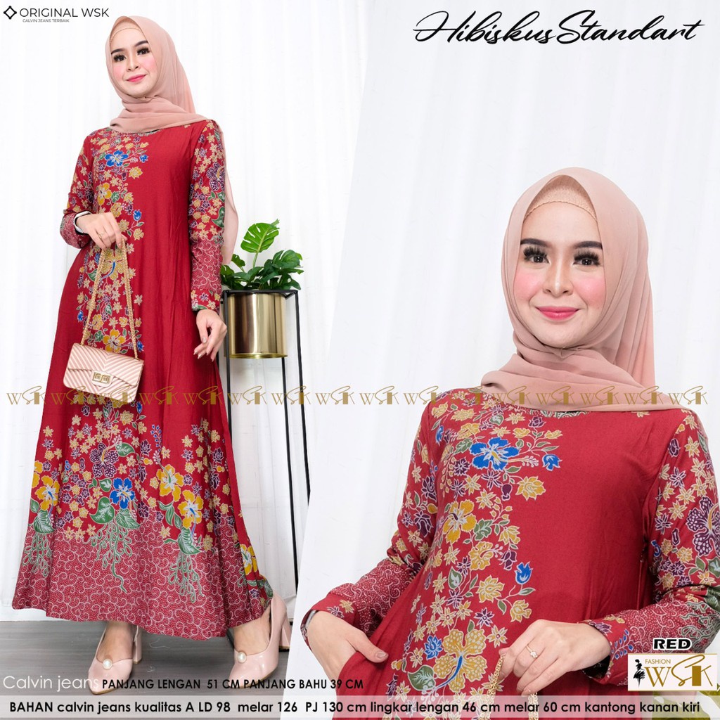 gamis super jumbo bahan calvin jeans premium halus tebal dan lembut super jatuh dengan motif bunga s