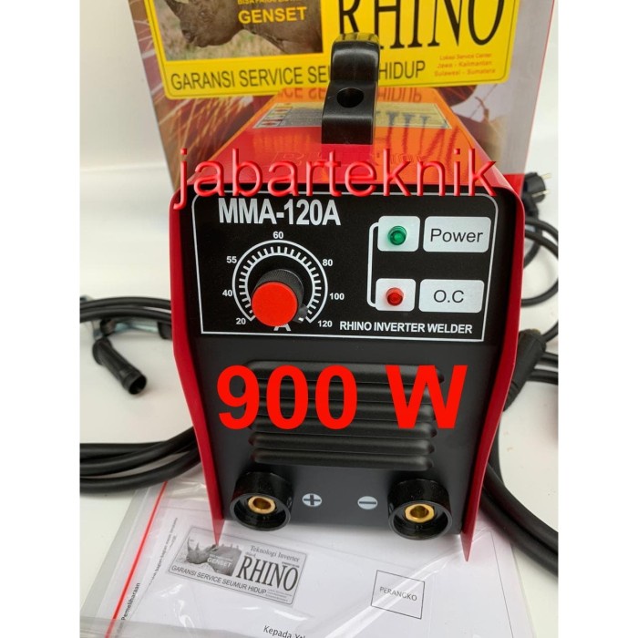 Mesin Las Inverter Rhino Mma 120 Igbt Trafo Las Inverter Merah 900 Wat