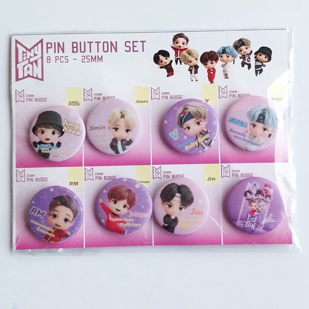 TINYTAN PIN BUTTON SET / BROS BTS TINYTAN ISI 8 pcs 25mm