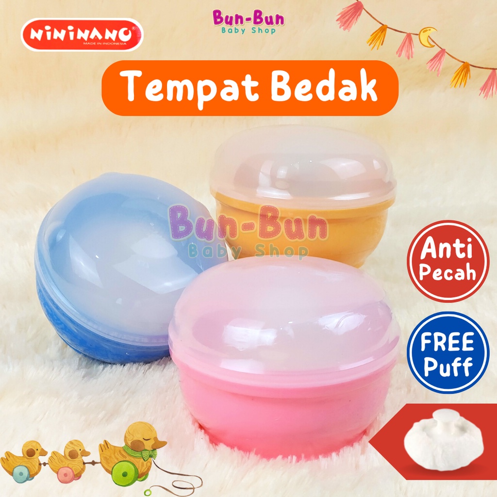 NININANO Tempat Bedak Bayi Tabur Bakpao Free Puff Powder Case ANTI PECAH Perlengkapan Bayi Baju Lahir Peralatan Baby New Born Murah Lucu Bunbunbabyshop