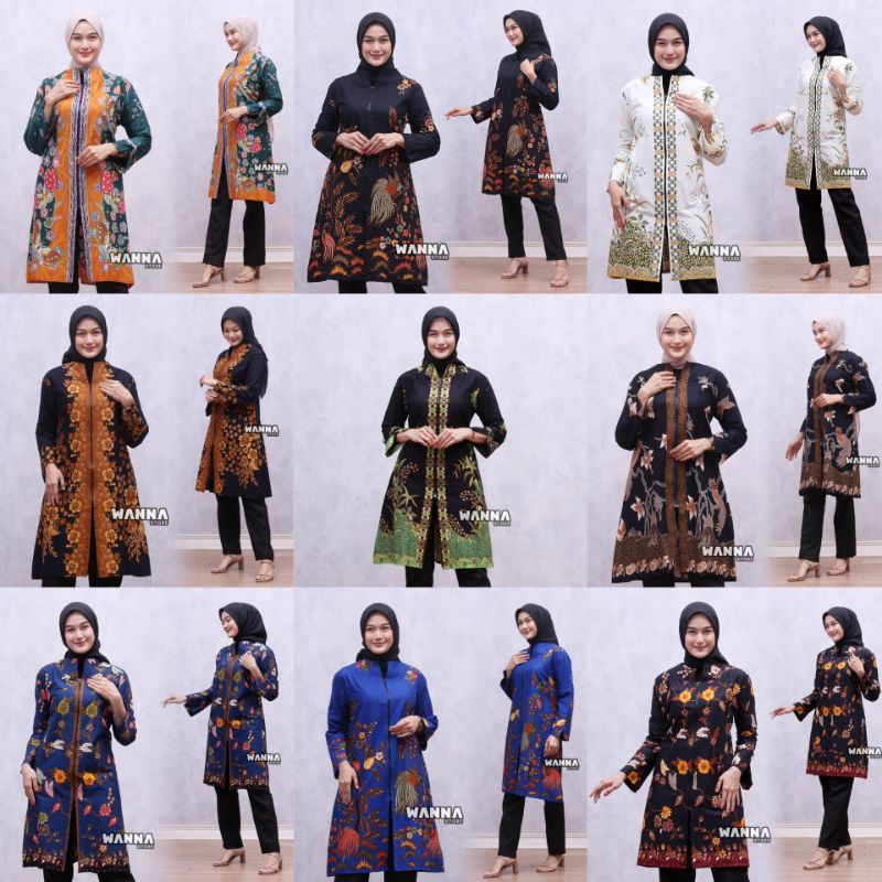 TUNIK BATIK ZIPPER MODERN CANTIK ELEGAN