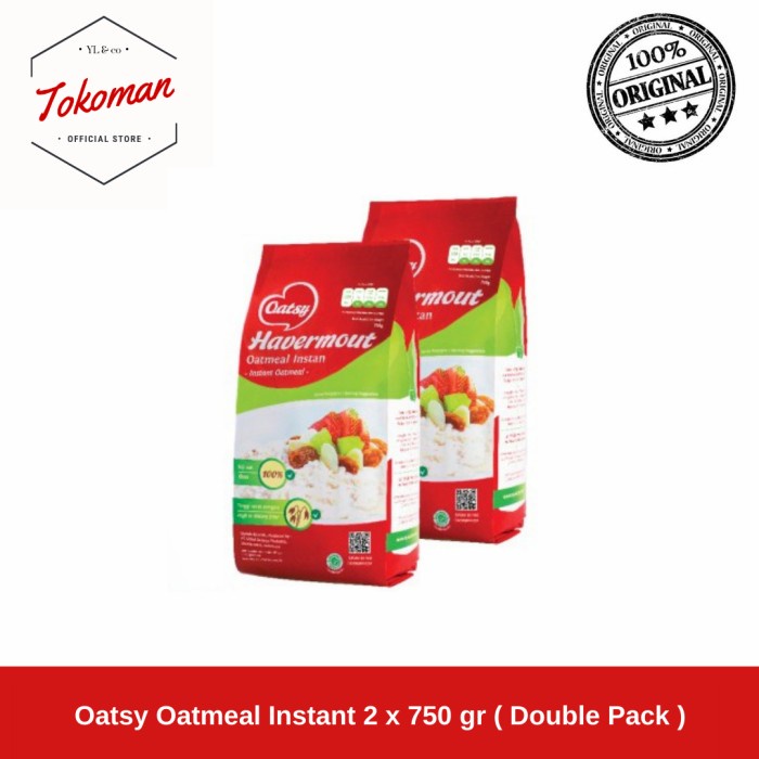 

[BISA COD] Oatsy Oatmeal Instant 2 x 750 gr ( Double Pack ) Havermout 750gr