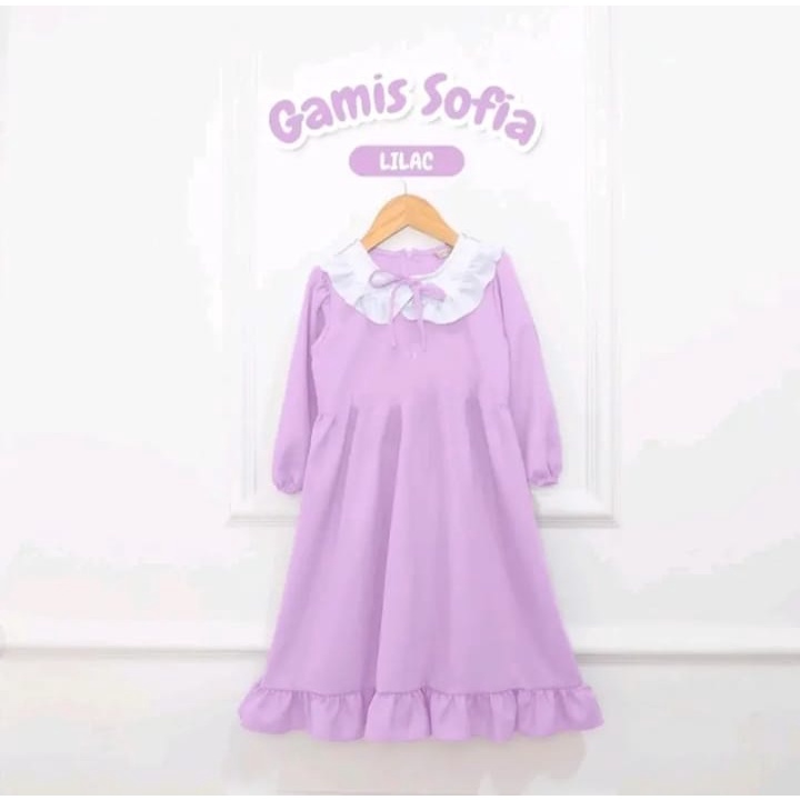 Gamis Anak Usia 1-12 Tahun Gamis Muslim Anak Sofia Bahan Crepe Eksklusif Biru Wardah