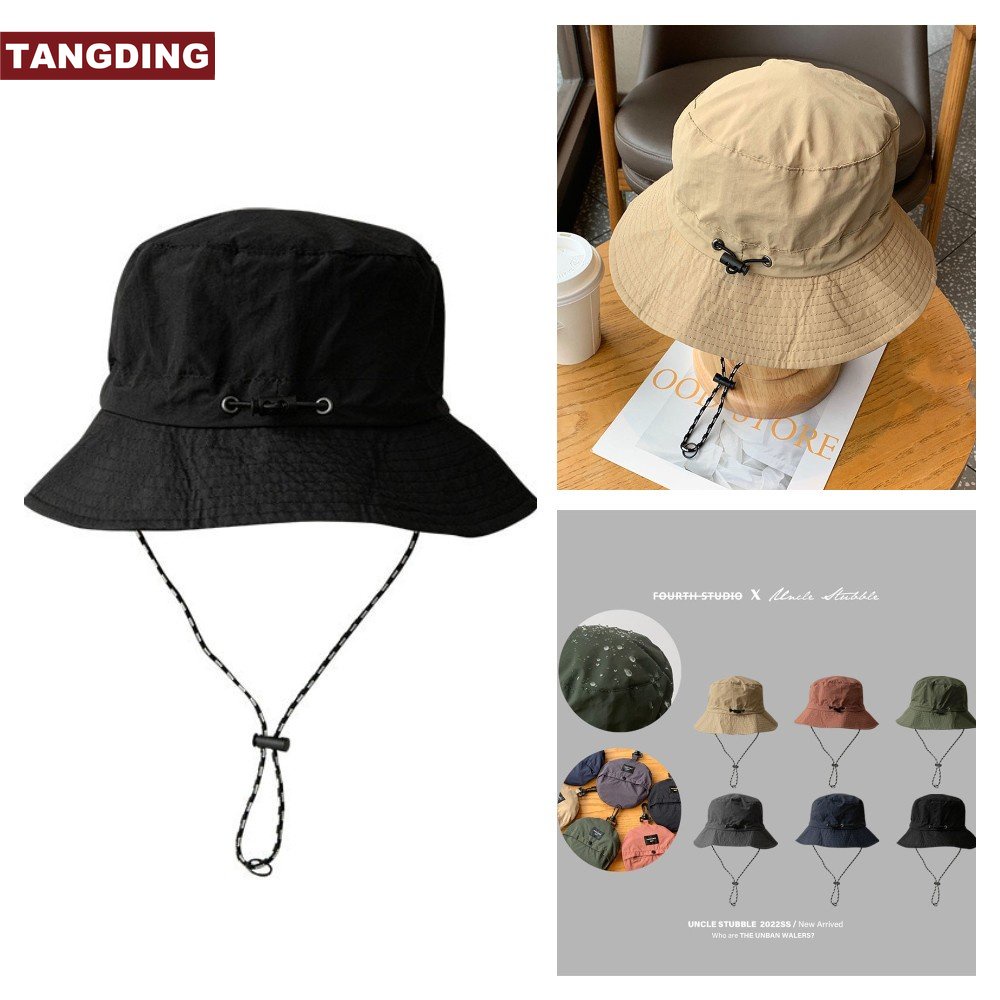 [COD Tangding] Topi Bucket Tahan Air Sederhana Pria Wanita Musim Panas Tipis Cepat Kering Topi Nelayan Outdoor