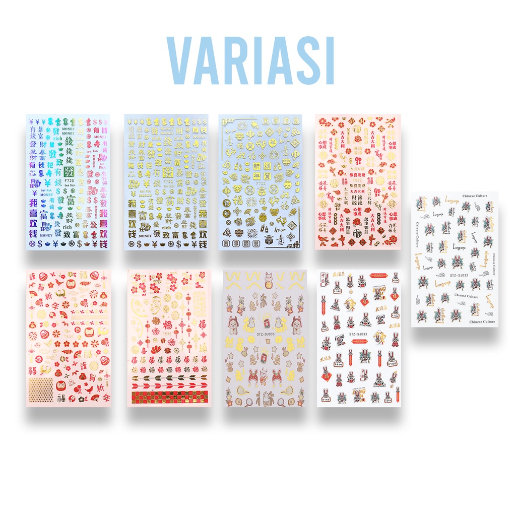 [ COD ] Stiker Nail Art 3D Desain Imlek Untuk Aksesoris Manicure/For Nail Art Decoration/Tema Imlek