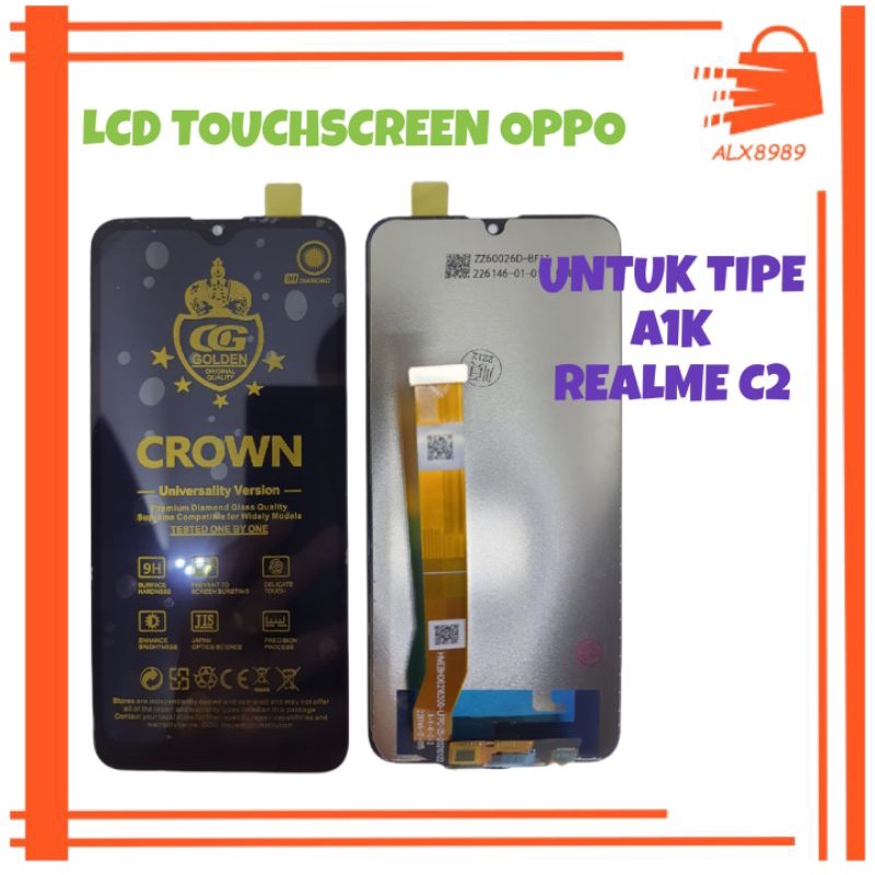 LCD TOUCHSCREEN OPPO A1K REALME C2 Fullset Crown Original Super 100% FULL SET COMPLETE