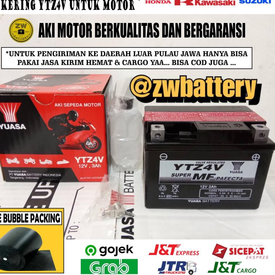 Terjamin  AKI MOTOR VARIO 110, BEAT, SUPRA X 125, KARISMA, SPACY, BLADE, REVO YTZ4V YUASA MF ⋆toh❀