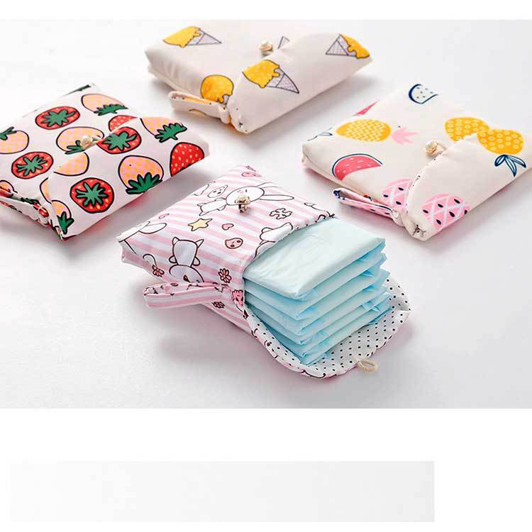 Tas Penyimpanan Softex Pembalut Menstruasi Wanita Panty Liner Tas Katun Penyimpanan Barang Kecil Skincare Portable Organizer Travel Model Lucu Serbaguna