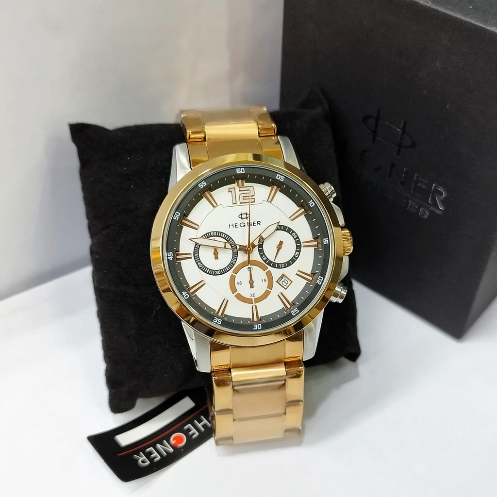 Jam Tangan Pria Cowok HEGNER 439 FREE BOX DAN GARANSI Tanggal Aktif Chrono Aktif Fashion Import Murah Mewah BONUS BATERAI CADANGAN!