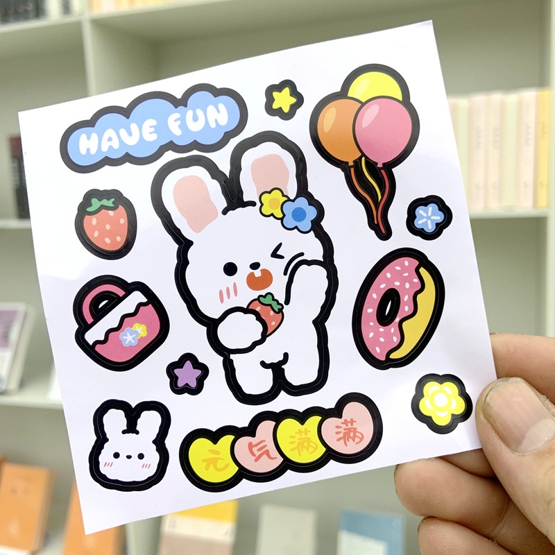 STICKER DIY AESTHETIC KARAKTER KARTUN JEPANG/ STIKER AESTHETIC DIY BEAR  BUNNY /BOTOL MINUM DAN DEKORASI LAIN NYA