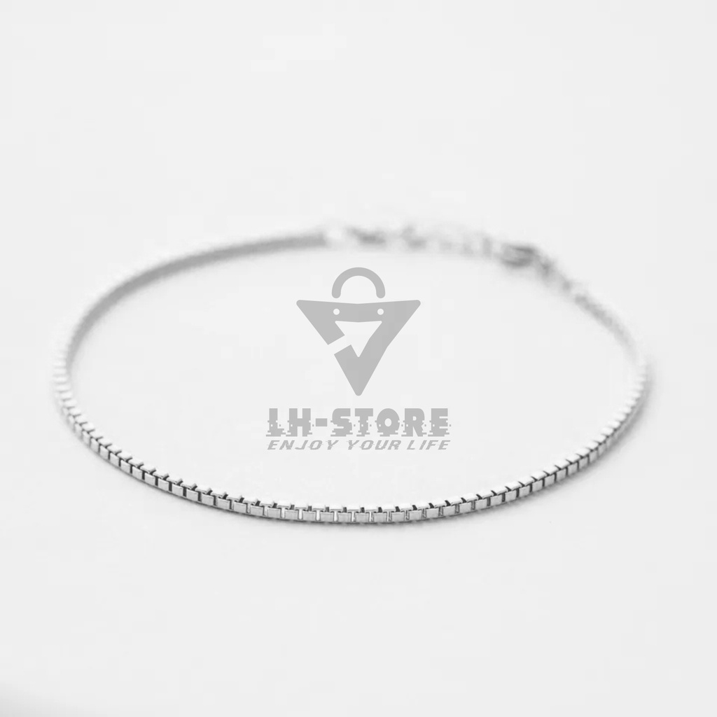 Gelang Tangan Titanium Pria Wanita  Rantai kotak  Model Milano Italy Silver &amp; Gold Anti Karat Terbaru