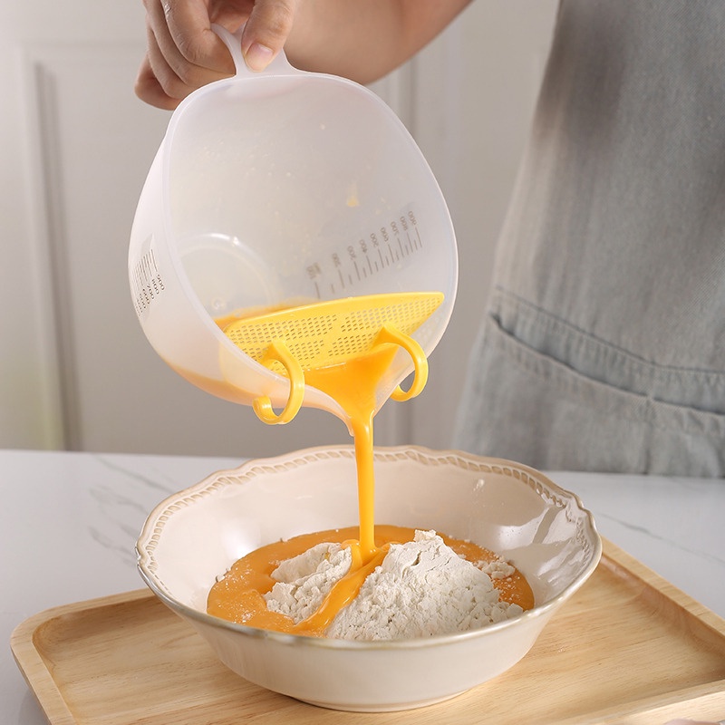 Filter Measuring Cup Transparent For Beating Eggs Liquid Measuring Bowl With Scale Plastic Liquid Filtering Measuring