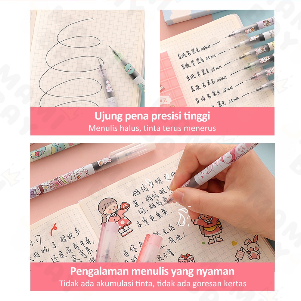 Mamibayi Pulpen gel karakter/Pulpen gel mekanik lucu/Pulpen aesthetic korea 1 SET/6 PCS