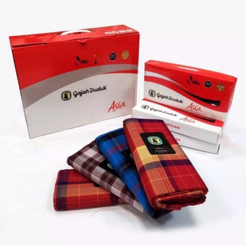 GROSIR 10 PCS sarung tenun Gajah duduk asia merah putih ORI /Gajah duduk motif MIX KOMBINASI