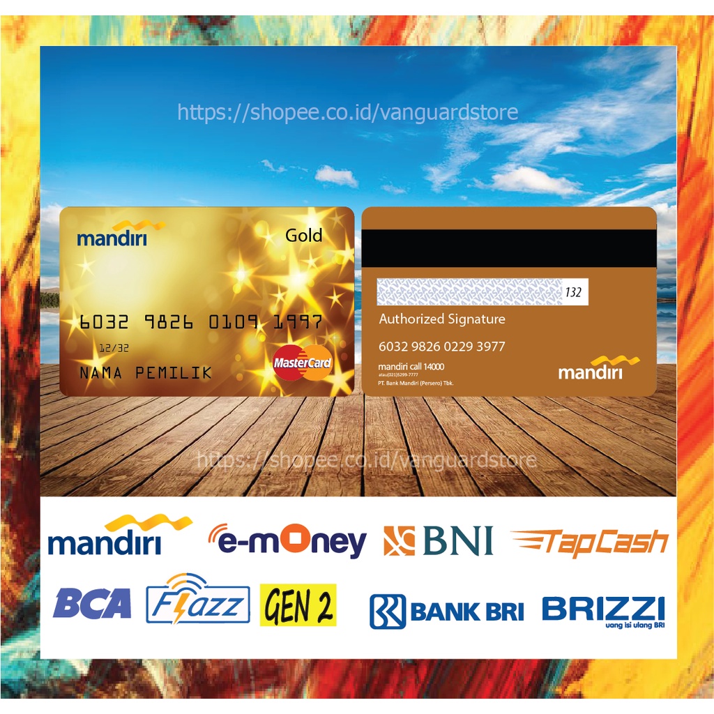 KARTU E MONEY E TOLL KARTU MASTERCARD GOLD 6 DEBIT CREDIT EMONEY MANDIRI FLAZZ BCA BNI TAPCASH BRIZZI BRI - 2 SISI