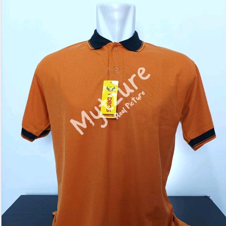 Kaos Polo Polos Pria Shirt Distro Berkerah Kuning Kunyit Gold Mustard  Tdros Tangan Pendek