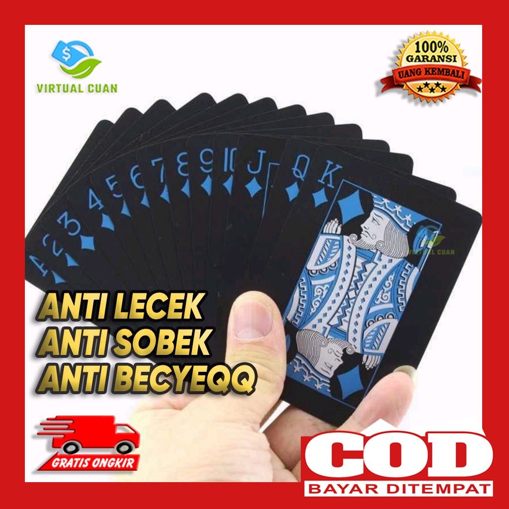 Kartu Remi Poker Anti Air Waterproof plastik PVC blackjack Card