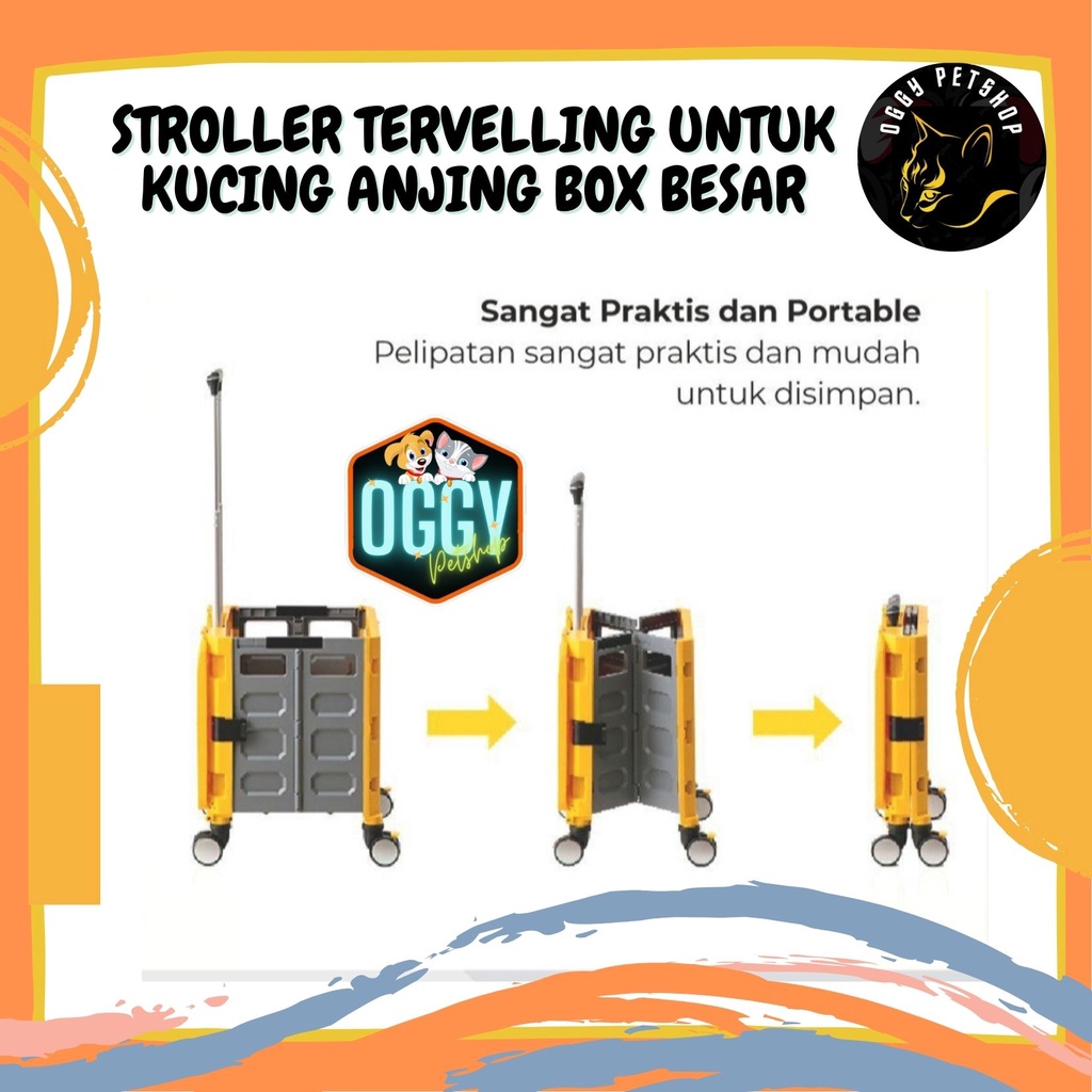 PET CARGO STROLLER TERVELLING BOX HEWAN KUCING ANJING