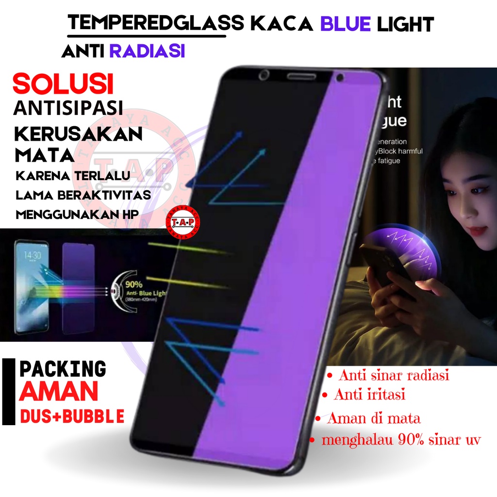 Tempered Glass Blue Ligth Tg Antiradiasi Blue Ray OPPO A37 A37F/NEO9 A71 A32 A33 A53 A52 A72 A92 A39 A57 A59/FIS A83 A91 A74 A94 TANAYAACC