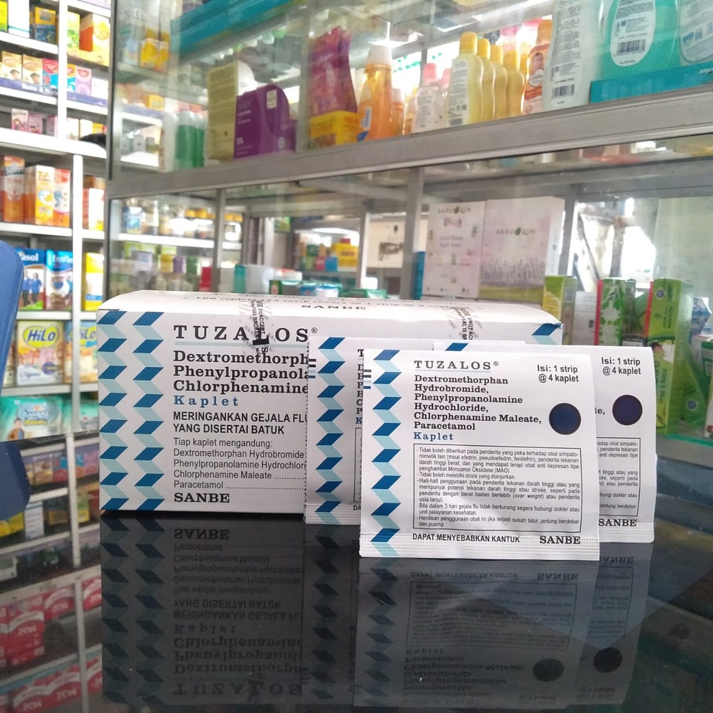 TUZALOS 1 STRIP @ 4 kaplet obat demam batuk pilek