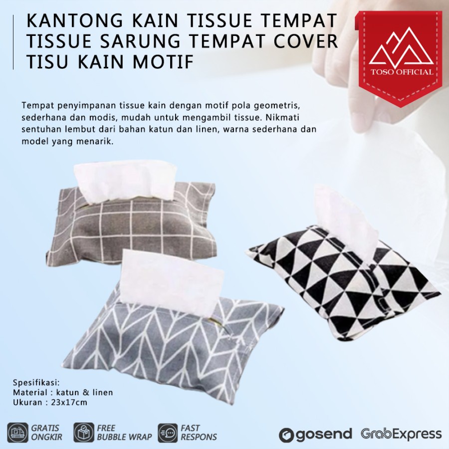 Kantong Kain Tissue Tempat Tissue Sarung Tempat Cover Tisu Kain Motif