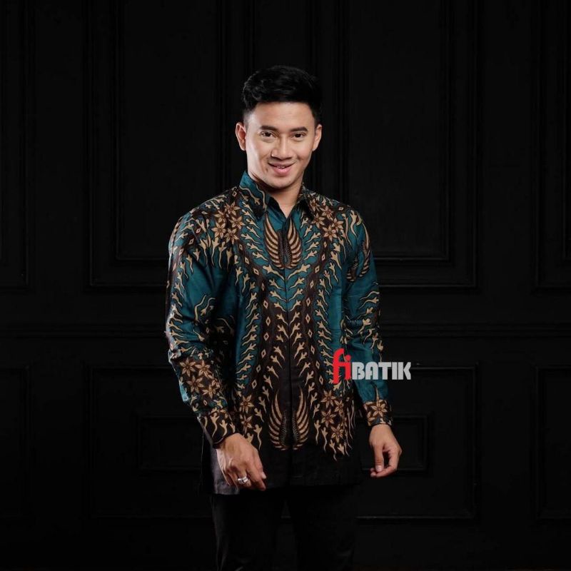 Couple Batik Ayah Dan Anak Laki-laki // Kemeja Batik Pria Dewasa Dan Anak Cowok Motif barnekel  Warna hijau Motif barnekel/Kemeja Batik Jumbo