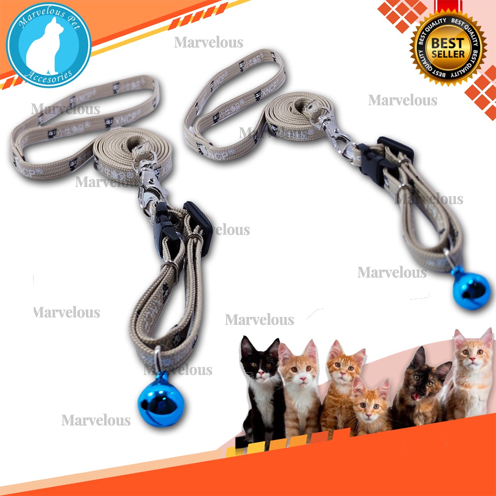 Tali Kalung Kucing Motif Premium Lonceng 14 mm / Tali Harness &amp; Brangus Kucing / Tali Penuntun Kucing / Aksesoris Kalung dan Harness