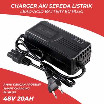 SUMEITE Charger Aki Sepeda Listrik Lead-Acid Battery EU Plug 48V 20Ah - SMT48 Voltase Input AC 220 V 50 Hz AC 190 W Max Voltase Output 48 V 20 Ah DC 48 V - 59.3 V DC 2.8 A Max