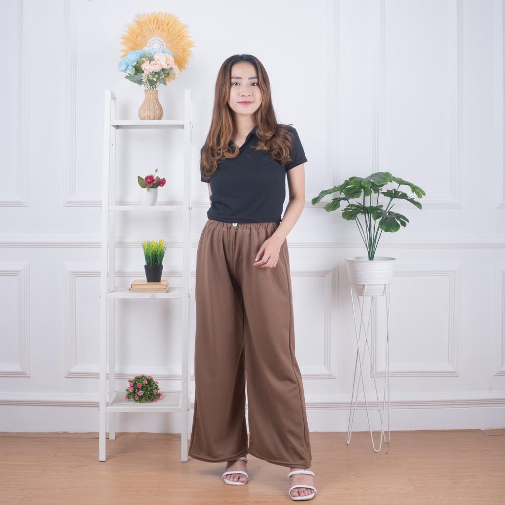 LS 1.104 - Crepe Pants Kancing 1 Kulot Celana Panjang Bawahan Wanita