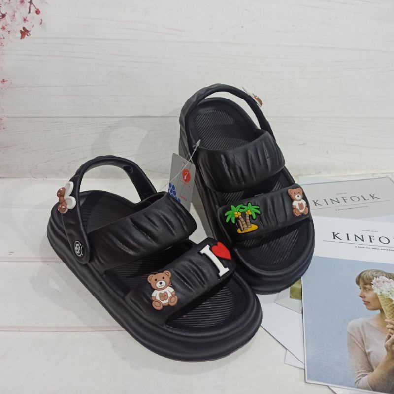 Sandal Fuji Viral  Sendal Wedges Cewek Lalisa Import Ringan Sandal Korean style Miniso
