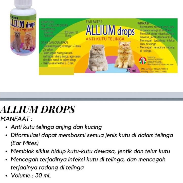 OBAT TETES KUTU TELINGA ALLIUM DROPS 30ML UNTUK KUCING &amp; ANJING