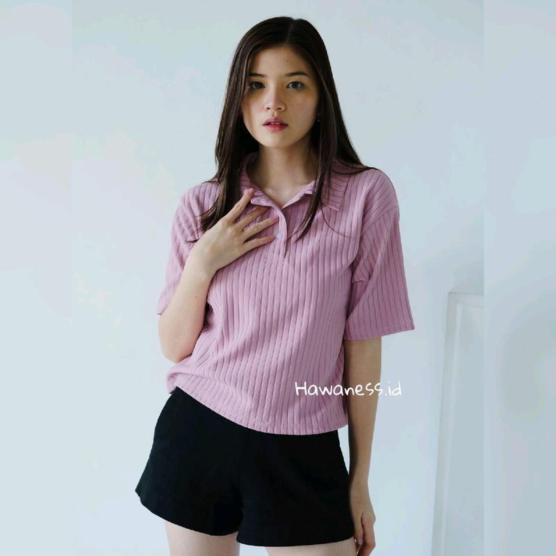 ZASKIYA - LICIA CROP TOP KOREAN KERAH HORNET PREMIUM