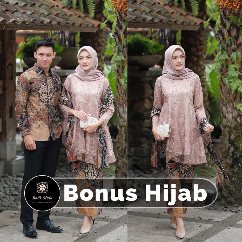 Batik couple Kebaya MEGA Brown KEBAYA MODERN Kebaya untuk tunangan lamaran baju wisuda terbaru