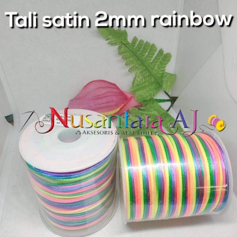 Tali satin 2mm rainbow per roll