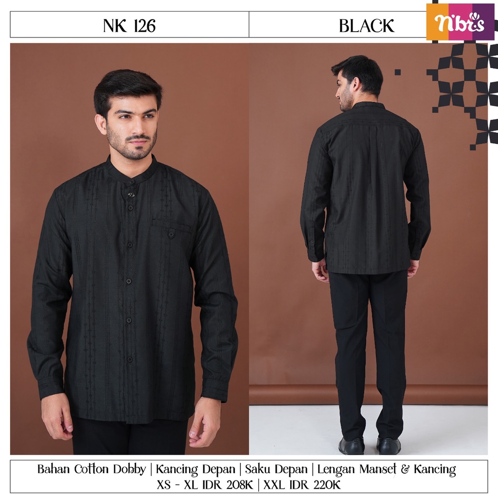 NIBRAS KOKO NK 126 BAHAN COTTON DOBBY ATASAN PRIA SIMPEL LENGAN PANJANG MODERN BY NIBRAS BISA COD