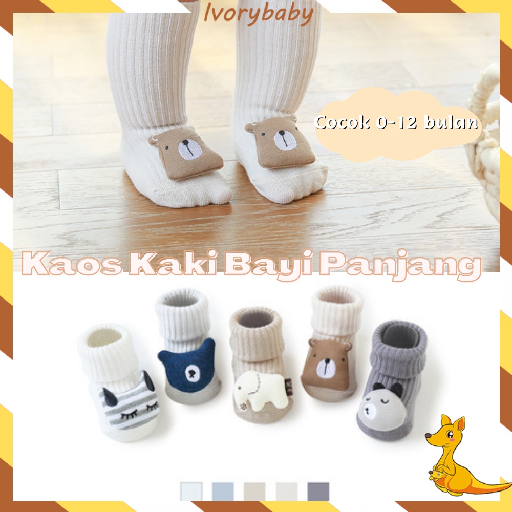 Ivorybaby Kaos kaki bayi panjang anti slip Kaus kaki bayi boneka 3d Baby sock