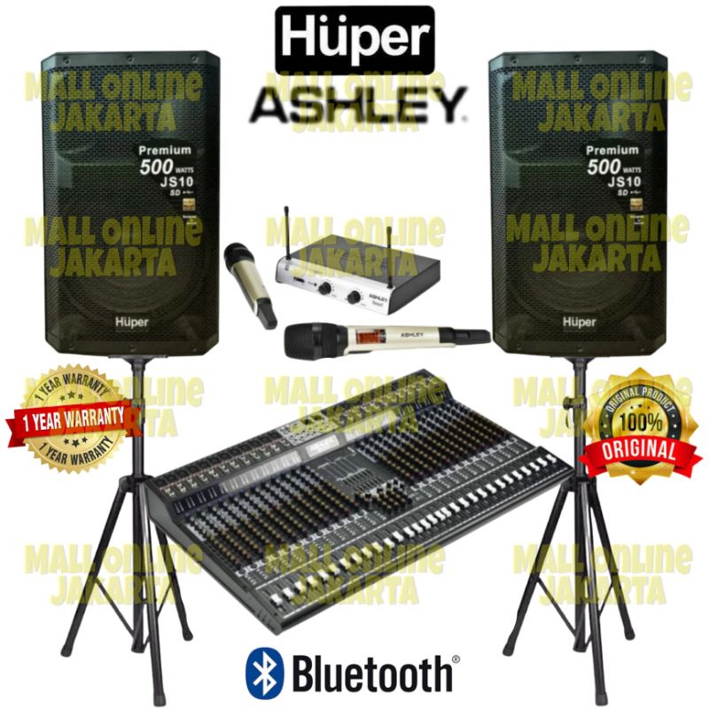 Paket speaker aktif huper 15 inch js10 outdoor mixer 24 channel paketan karaoke lapangan live music