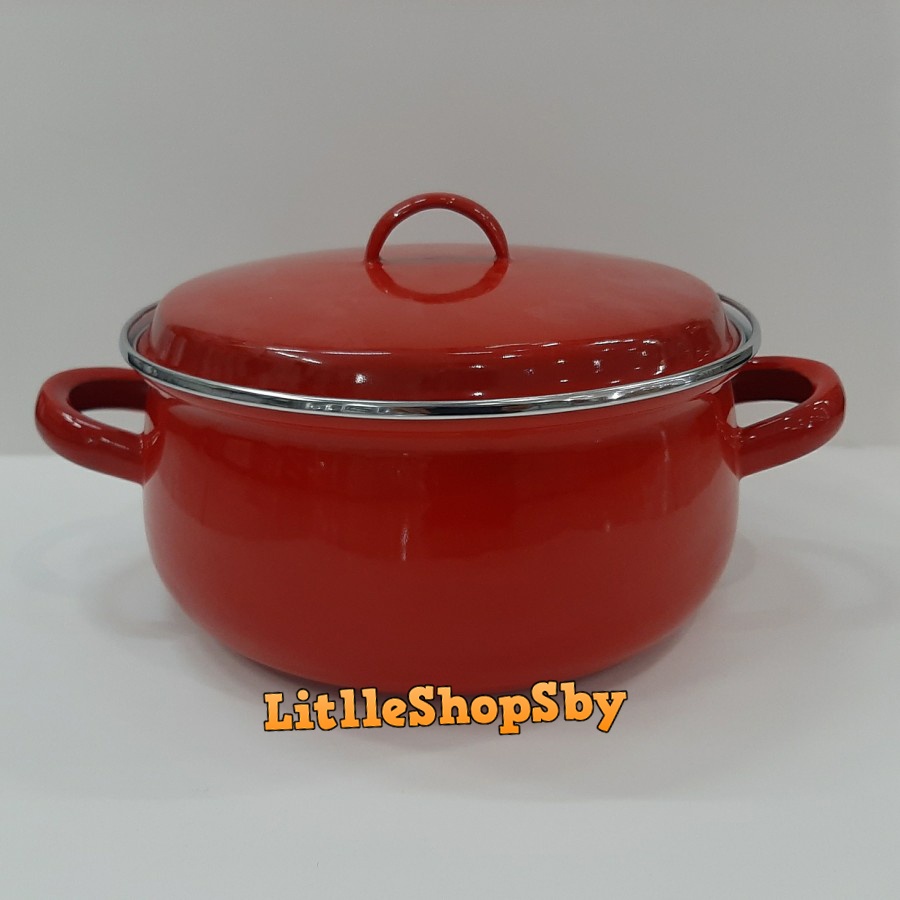 Panci Enamel Besar Tebal 24cm Merah