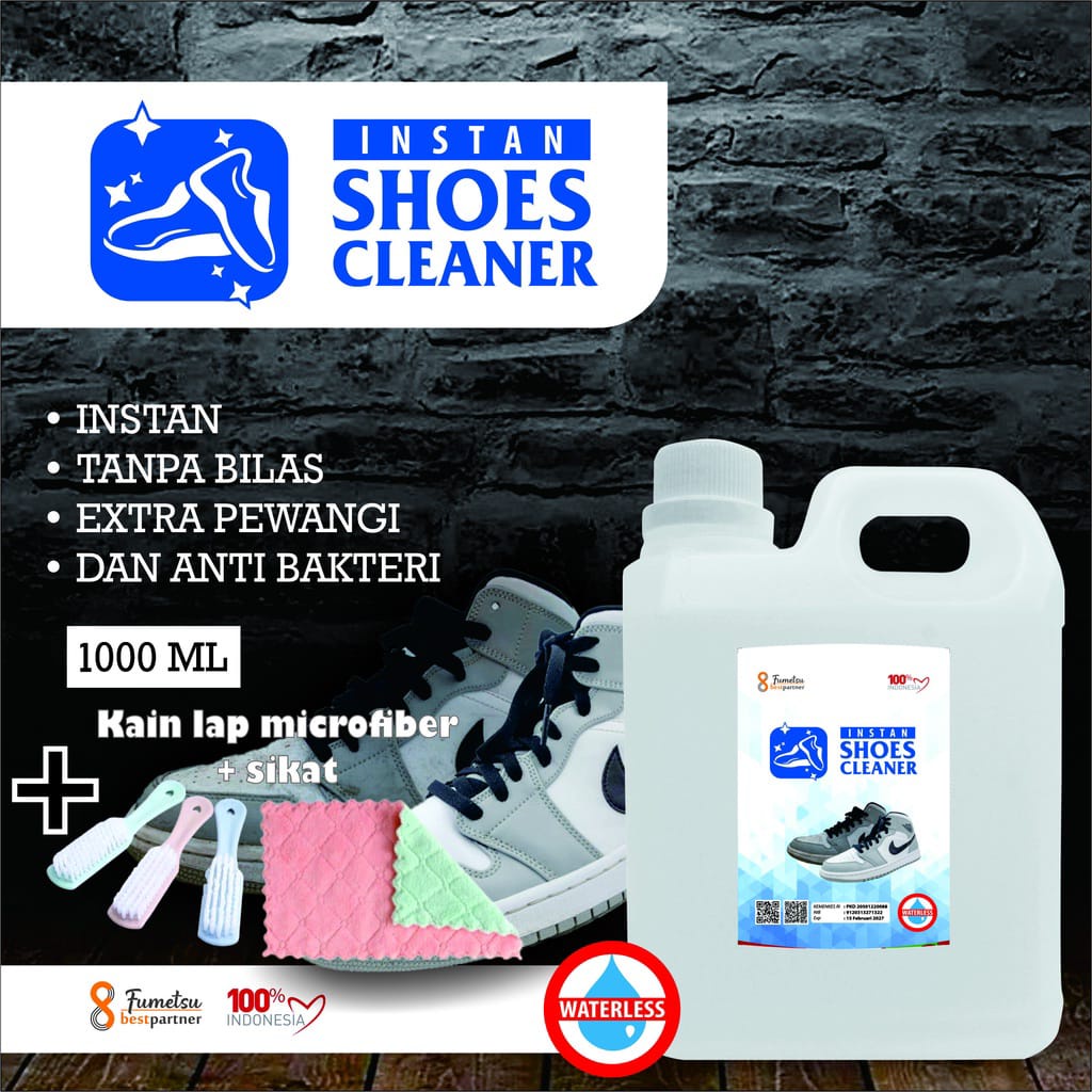 Pembersih Cuci Sepatu Pemutih Instan Cleaner Tanpa Bilas Aroma Segar Kemasan 1 Liter Jerigen