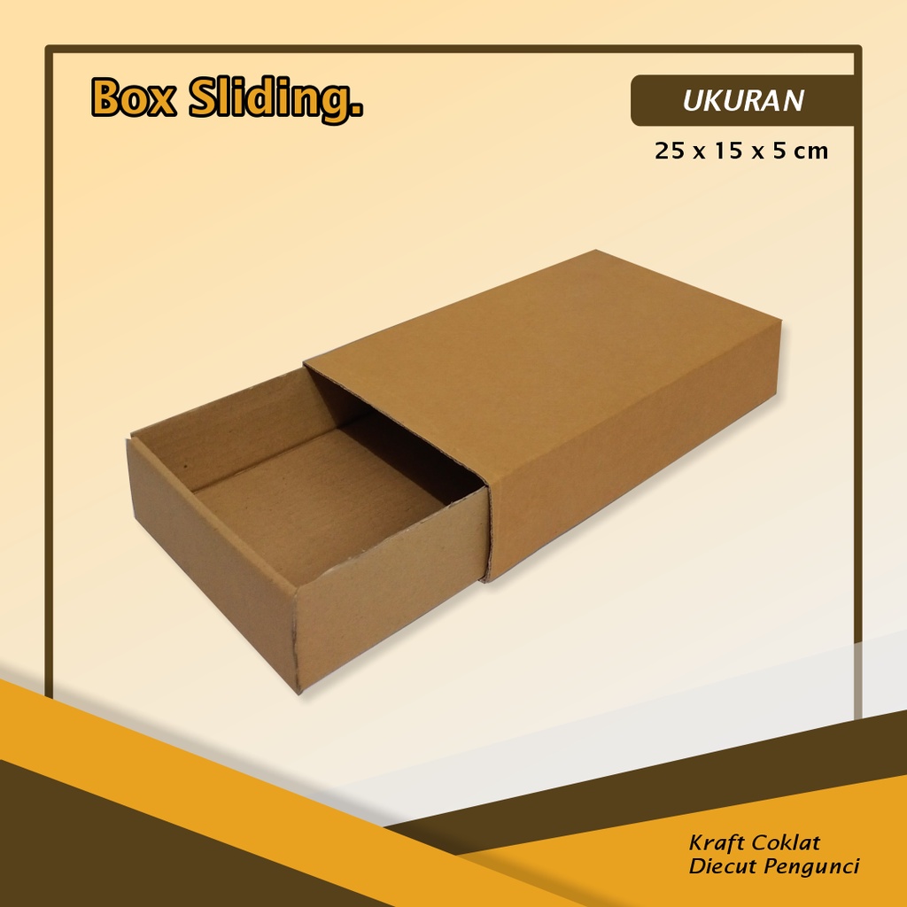 

Kardus Slidding Box - Uk. 25 x 15 x 5 cm - kardusslidding/boxslidding/sliddingbox/hampersbox/kemasan